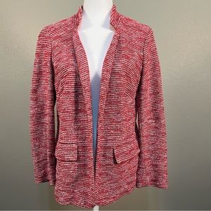 Talbots sz 12 Tweed Relaxed Jacket red and white